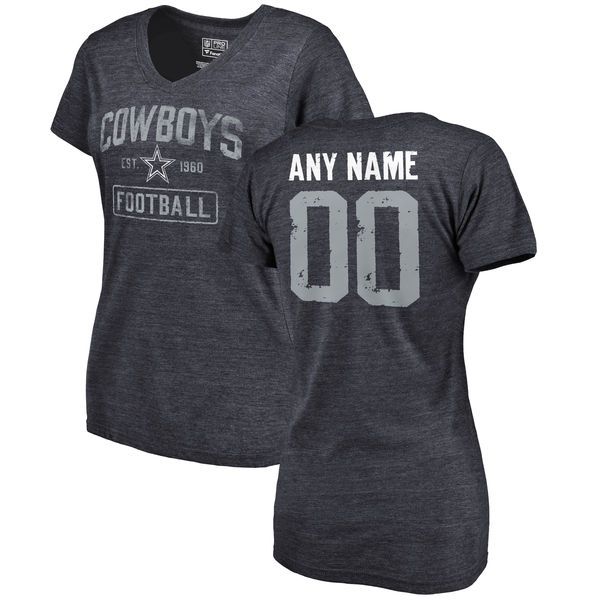 Women Dallas Cowboys NFL Pro Line by Fanatics Branded Navy Custom Name and Number Tri-Blend T-Shirt->nfl t-shirts->Sports Accessory